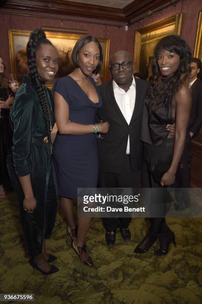 Deborah Ababio, Vanessa Kingori, Edward Enninful, and Lorraine Pascale attend a private dinner hosted by British Vogue editor Edward Enninful and...