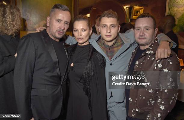 Fat Tony, Kate Moss, Blondey McCoy, and Kim Jones attend a private dinner hosted by British Vogue editor Edward Enninful and Kate Moss in honour of...