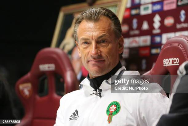 Hervé Renard, head coach of Marocco national team, during the press conference ahied the international friendly football match between Marocco and...