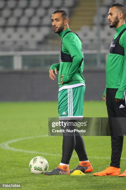 Medhi Benatia, player of Juventus FC and Marocco national team, during training ahied the international friendly football match between Marocco and...