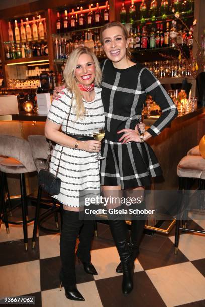 Alessandra Geissel and Verena Kerth during the 'Spring Fashion & Dance' Party hosted by Joana Danciu at Tambosi on March 22, 2018 in Munich, Germany.