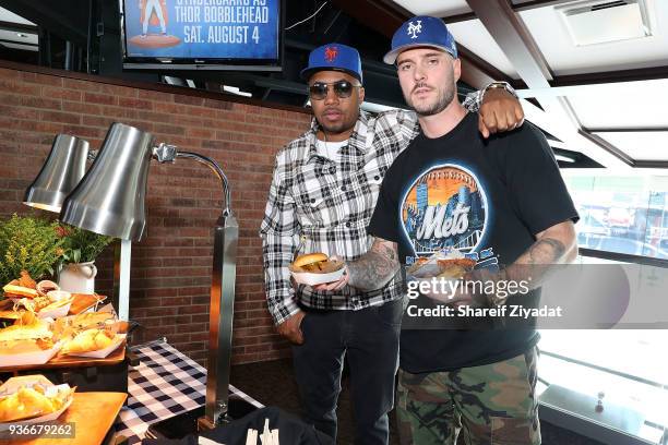 Nas and John Seymour attend Citi Field Press Day at Citi Field on March 22, 2018 in New York City.