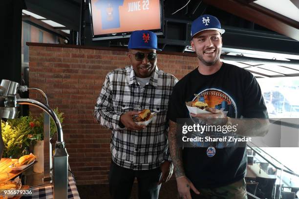 Nas and John Seymour attend Citi Field Press Day at Citi Field on March 22, 2018 in New York City.