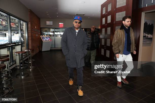 Nas and Chris Mack attend Citi Field Press Day at Citi Field on March 22, 2018 in New York City.