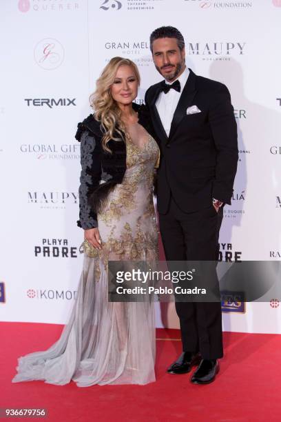 Singer Anastacia and actor Raul Olivo attend the III Global Gift Gala at Thyssen-Bornemisza museum on March 22, 2018 in Madrid, Spain.