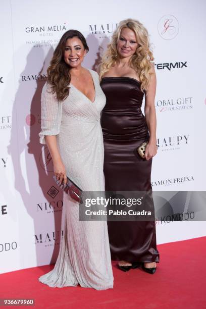 Maria Bravo and Pamela Anderson attend the III Global Gift Gala at Thyssen-Bornemisza museum on March 22, 2018 in Madrid, Spain.