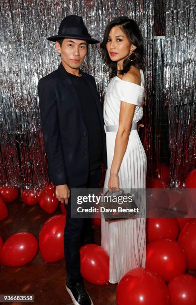 Han Chong, Self-Portrait Founder and Creative Director, and Gemma Chan attend the Self-Portrait store opening after-party at Central St Martins on...
