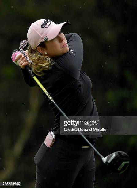 Paula Creamer tees off the 2nd hole during Round One of the LPGA KIA CLASSIC at the Park Hyatt Aviara golf course on March 22, 2018 in Carlsbad,...