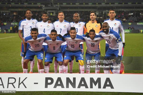 Panama line up before the International Friendly match between Denmark and Panama at Brondby Stadion on March 22, 2018 in Brondby, Denmark.