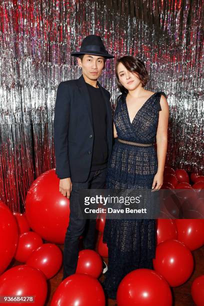 Han Chong, Self-Portrait Founder and Creative Director, and Zelda Williams attend the Self-Portrait store opening after-party at Central St Martins...