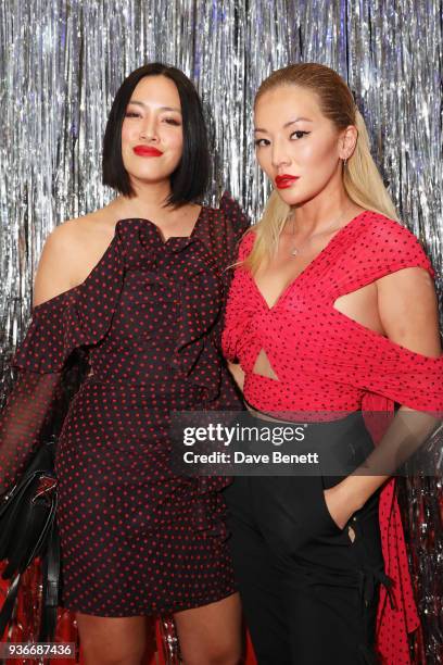 Tiffany Hsu and Tina Leung attend the Self-Portrait store opening after-party at Central St Martins on March 22, 2018 in London, England.