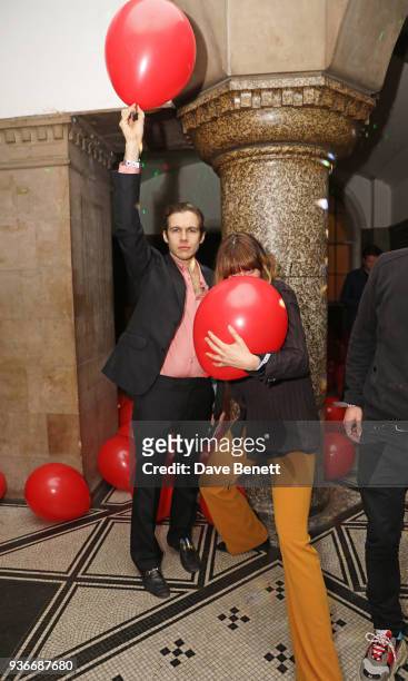 James Righton and Martine Lervik attend the Self-Portrait store opening after-party at Central St Martins on March 22, 2018 in London, England.
