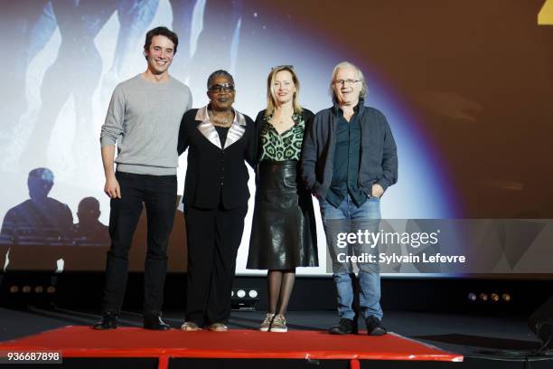 Actors Yannis Lespert, Firmine Richard, Gabrielle Lazure and director Philippe Muyl attend the Tribute to Gabriel Yared during Valenciennes Film...