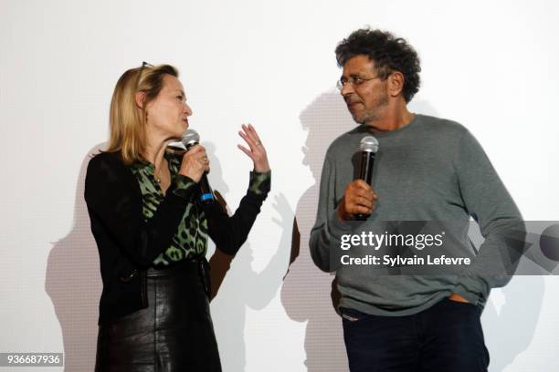 Actress Gabrielle Lazure and composer Gabriel Yared attend the Tribute to Gabriel Yared during Valenciennes Film Festival on March 22, 2018 in...