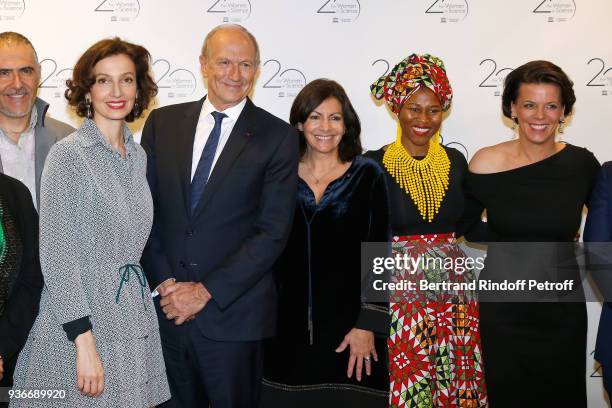 Director-General of the UNESCO, Audrey Azoulay, Chairman & Chief Executive Officer of L'Oreal and Chairman of the L'Oreal Foundation Jean-Paul Agon,...