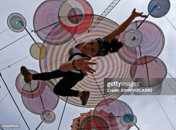 Artists of the Spanish theatre company Voala Project perform the "Muare Experience" show, in the framework of the XVI Ibero American Theater Festival...