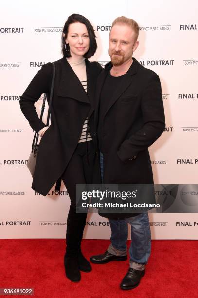 Actor Laura Prepon and Ben Foster attends the "Final Portrait" New York Screening at Guggenheim Museum on March 22, 2018 in New York City.
