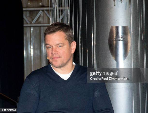 Actor Matt Damon attends "Water Ripples" By Stella Artois Art Installation Unveiling at Grand Central Terminal on March 22, 2018 in New York City.