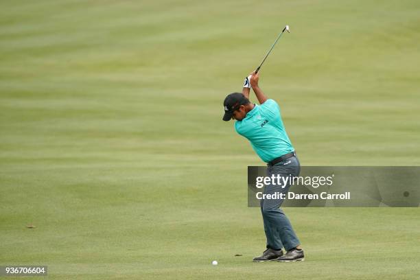 Shubhankar Sharma of India plays a shot on the 15th hole during the second round of the World Golf Championships-Dell Match Play at Austin Country...