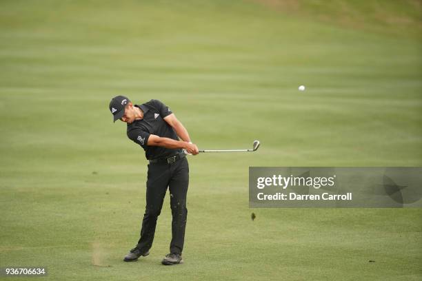 Xander Schauffele of the United States plays a shot on the 15th hole during the second round of the World Golf Championships-Dell Match Play at...