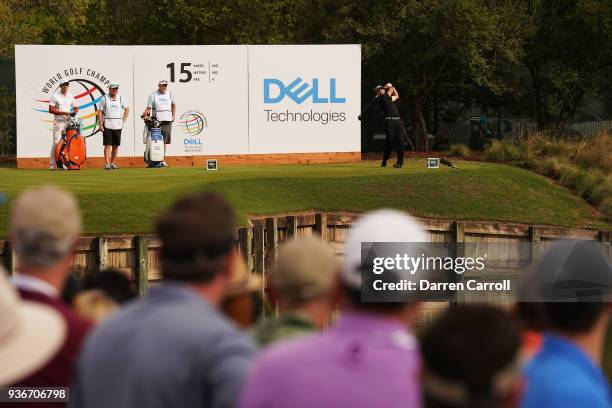 Sergio Garcia of Spain plays his shot from the 15th tee during the second round of the World Golf Championships-Dell Match Play at Austin Country...