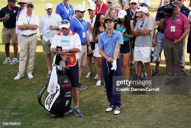 Justin Thomas of the United States plays a shot on the 15th hole during the second round of the World Golf Championships-Dell Match Play at Austin...