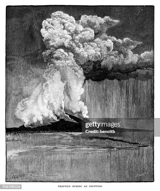 mount vesuvius erupting - mt vesuvius stock illustrations