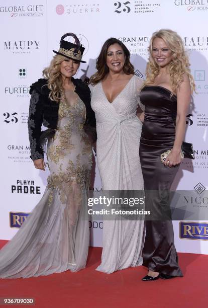 Anastacia, Maria Bravo and Pamela Anderson attend the III Global Gift Gala at the Thyssen-Bornemisza Musseum on March 22, 2018 in Madrid, Spain.