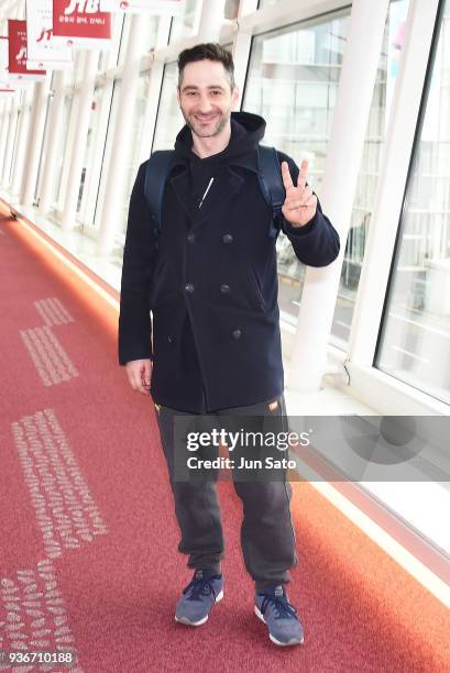 German actor Denis Moschitto is seen upon arrival at Haneda Airport on March 23, 2018 in Tokyo, Japan.