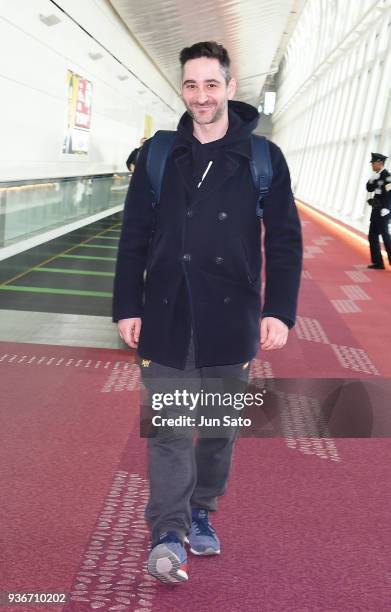 German actor Denis Moschitto is seen upon arrival at Haneda Airport on March 23, 2018 in Tokyo, Japan.