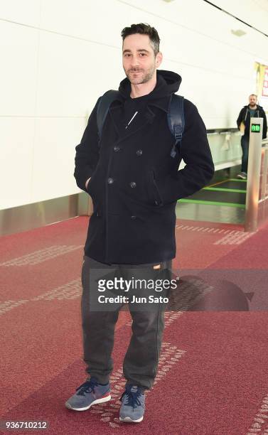 German actor Denis Moschitto is seen upon arrival at Haneda Airport on March 23, 2018 in Tokyo, Japan.