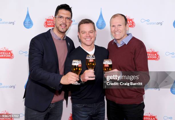 Water.org Co-Founders Matt Damon and Gary White and Harry Lewis, Vice President, Stella Artois join Stella Artois to commemorate World Water Day with...