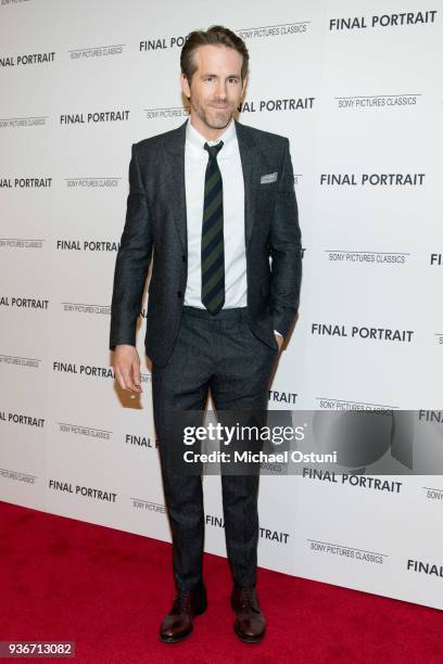 Ryan Reynolds attends the screening of Final Portrait at Guggenheim Museum on March 22, 2018 in New York City.