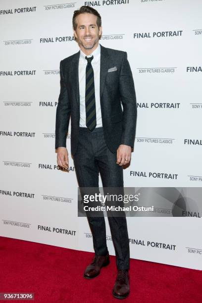 Ryan Reynolds attends the screening of Final Portrait at Guggenheim Museum on March 22, 2018 in New York City.
