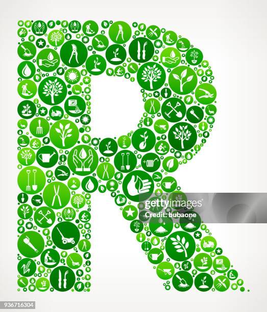 letter r garden and gardening vector icon pattern - letter r stock illustrations