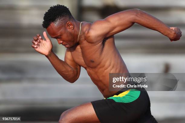 Julian Forte of Jamaica during a training session ahead of the 2018 Commonwealth Games at Runaway Bay Sports Centre on March 23, 2018 in Gold Coast,...