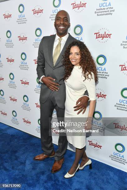 John Salley and Natasha Duffy attend UCLA's 2018 Institute of the Environment and Sustainability Gala on March 22, 2018 in Beverly Hills, California.