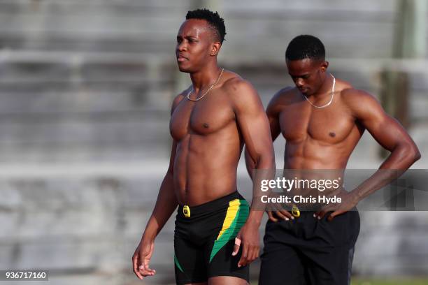 Julian Forte and Ronald Levy of Jamaica during a training ahead of the 2018 Commonwealth Games at Runaway Bay Sports Centre on March 23, 2018 in Gold...