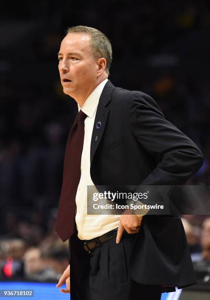 Head Coach Billy Kennedy of the Texas A&M Aggies during the NCAA Division I Men's Championship Sweet Sixteen round basketball game between the...