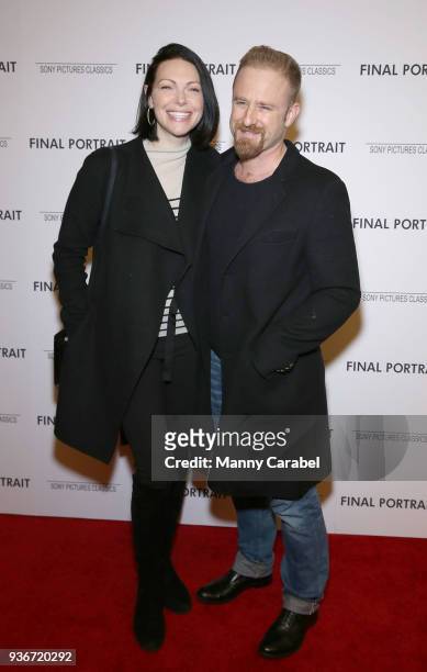 Laura Prepon and Ben Foster attend the "Final Portrait" New York Screening at Guggenheim Museum on March 22, 2018 in New York City.