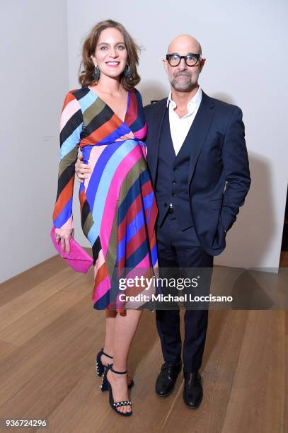 Felicity Blunt and Stanley Tucci attend the "Final Portrait" New York Screening After Party at Levy Gorvy Gallery on March 22, 2018 in New York City.