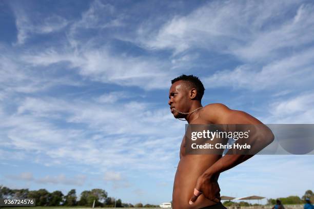 Julian Forte of Jamaica during a training session ahead of the 2018 Commonwealth Games at Runaway Bay Sports Centre on March 23, 2018 in Gold Coast,...