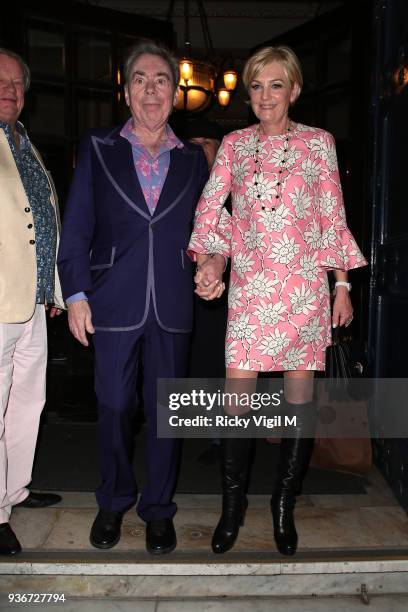 Andrew Lloyd Webber celebrates his birthday party with wife Madeleine Gurdons at The Theatre Royal, Drury Lane on March 22, 2018 in London, England.