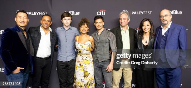 Daniel Dae Kim, Hill Harper, Freddie Highmore, Antonia Thomas, Nicholas Gonzalez, David Shore, Tamlyn Tomita and Richard Schiff attend the 2018...