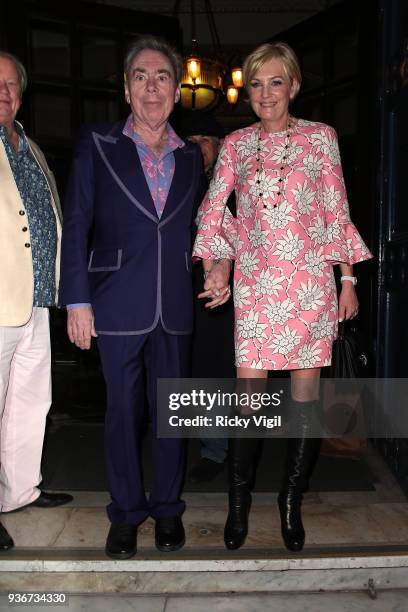 Andrew Lloyd Webber celebrates his birthday party with wife Madeleine Gurdons at The Theatre Royal, Drury Lane on March 22, 2018 in London, England.