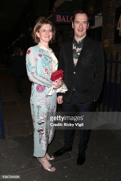 Frances Osborne and George Osborne seen attending Lord Andrew Lloyd Webber - birthday party at The Theatre Royal, Drury Lane on March 22, 2018 in...