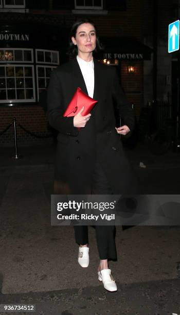 Erin O'Connor seen attending British Vogue editor-in-chief Edward Enninful's party to celebrate Stuart Weitzman's new Creative Director at Mark's...