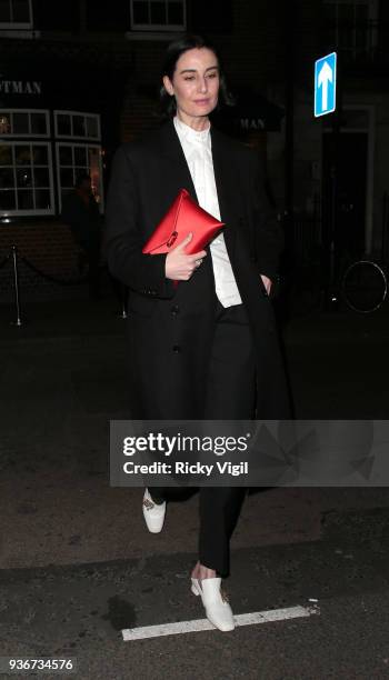 Erin O'Connor seen attending British Vogue editor-in-chief Edward Enninful's party to celebrate Stuart Weitzman's new Creative Director at Mark's...