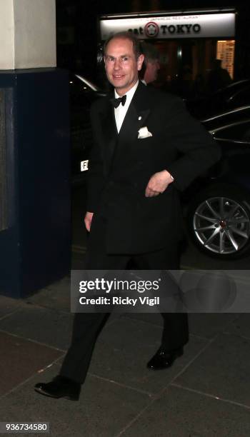 Prince Edward seen attending Lord Andrew Lloyd Webber - birthday party on March 22, 2018 in London, England.
