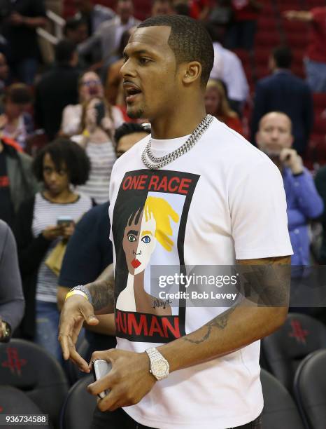 DeShaun Watson of the Houston Texans at Toyota Center on March 22, 2018 in Houston, Texas. NOTE TO USER: User expressly acknowledges and agrees that,...